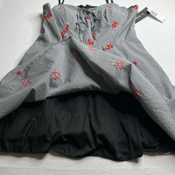 City Studio Juniors Floral Pattern Black Gingham‎ Strapless Dress Size 15 - Picture 6 of 11